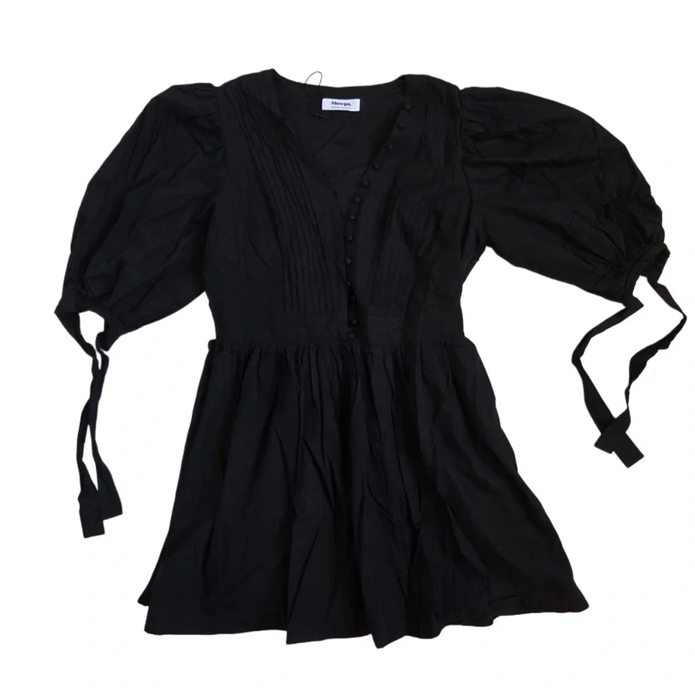 Showpo Black Cotton Dress - Picture 1 of 5